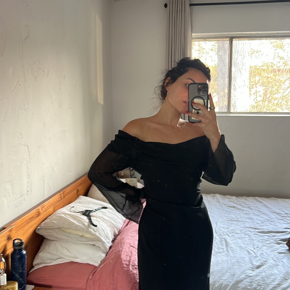 Black off shoulder dress